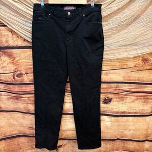 Gloria Vanderbilt Womens Amanda Black Straight Leg Denim Jeans size 14